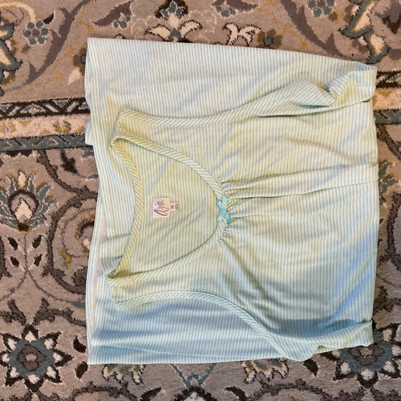 Aria Sleeveless Green and White Stripe Gown, Size M - Picture 4 of 4